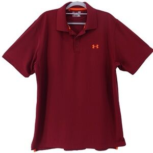 Under Armour HeatGear Performance Polo Loose Fit SS Shirt Sz L Burgundy